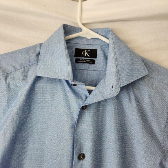 Calvin Klein Slim Fit Dress Shirt Men’s Medium Light Blue Button Up - Picture 5 of 9